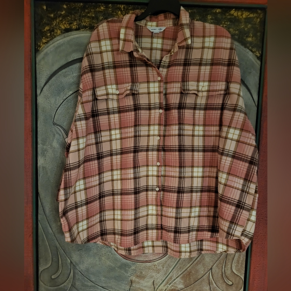 OLD NAVY FLANNEL OVERSIZED BOYFRIEND SHIRT XXL